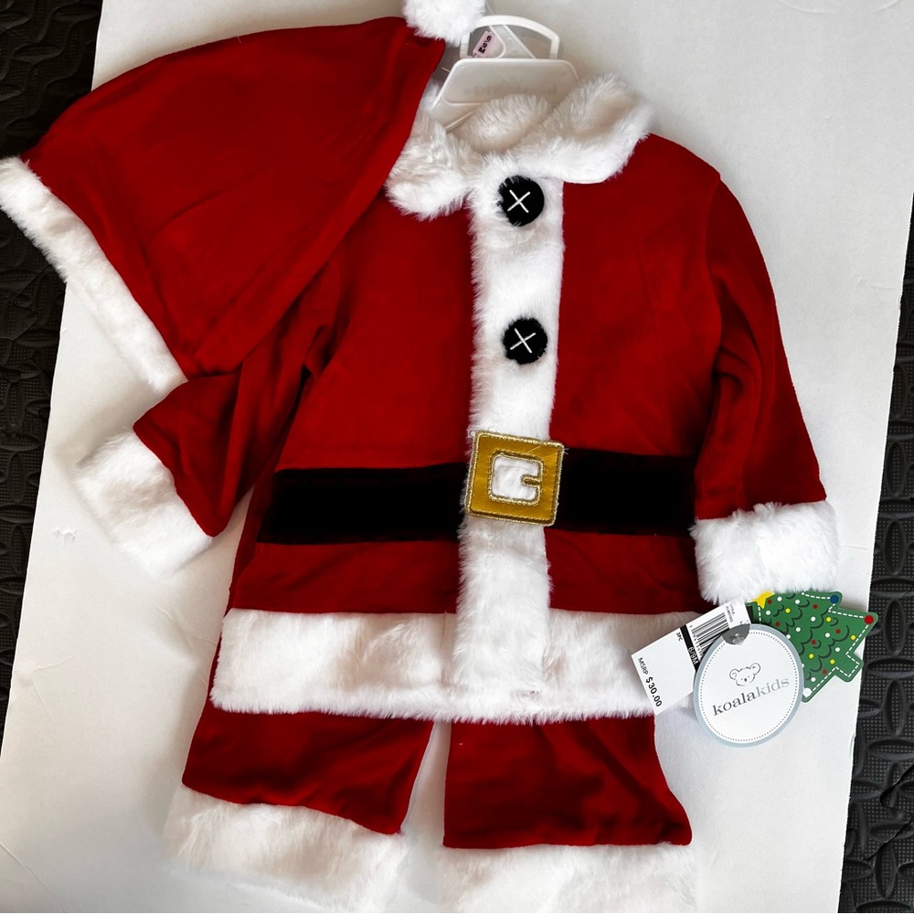 NWT!!! Koala kids 3-Piece Red Velour Elf Holiday Set- 3-6 months